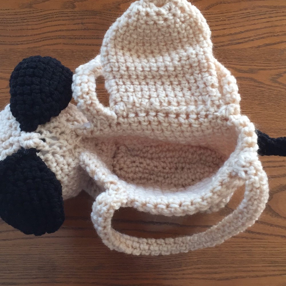 HAND CRAFTED Crocheted Beige Puppy Dog Purse Carrying Childrens Toy Accessory - Picture 8 of 8